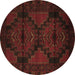 Round Machine Washable Persian Brown Traditional Rug, wshtr2505brn