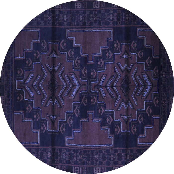 Round Machine Washable Persian Blue Traditional Rug, wshtr2505blu