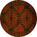 Round Persian Yellow Traditional Rug, tr2505yw