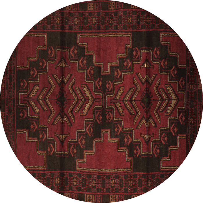 Round Persian Brown Traditional Rug, tr2505brn