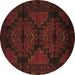 Round Persian Brown Traditional Rug, tr2505brn