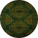 Square Persian Green Traditional Rug, tr2505grn