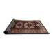 Sideview of Traditional Dark Gold Brown Persian Rug, tr2506