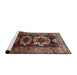 Sideview of Machine Washable Traditional Dark Gold Brown Rug, wshtr2506