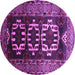 Round Machine Washable Persian Purple Traditional Area Rugs, wshtr2506pur