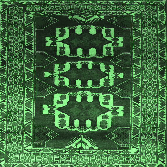 Square Persian Emerald Green Traditional Rug, tr2506emgrn