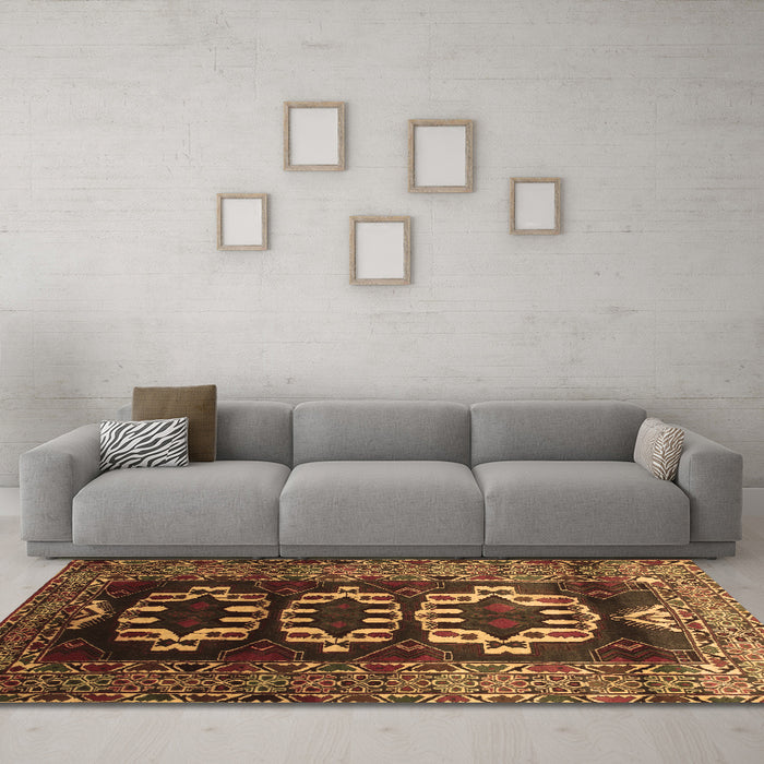 Machine Washable Persian Brown Traditional Rug in a Living Room,, wshtr2506brn