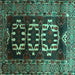 Square Machine Washable Persian Turquoise Traditional Area Rugs, wshtr2506turq