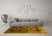 Machine Washable Persian Yellow Traditional Rug in a Living Room, wshtr2506yw