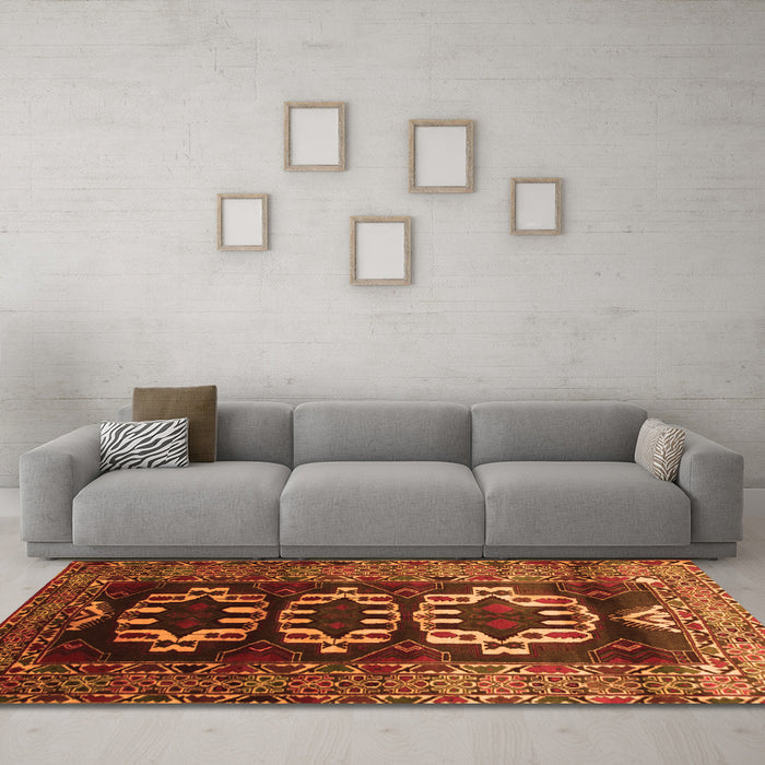 Machine Washable Persian Orange Traditional Area Rugs in a Living Room, wshtr2506org