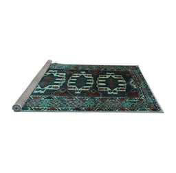 Sideview of Machine Washable Persian Light Blue Traditional Rug, wshtr2506lblu
