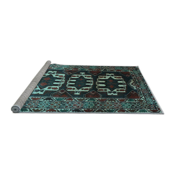 Sideview of Machine Washable Persian Light Blue Traditional Rug, wshtr2506lblu