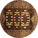 Round Persian Brown Traditional Rug, tr2506brn