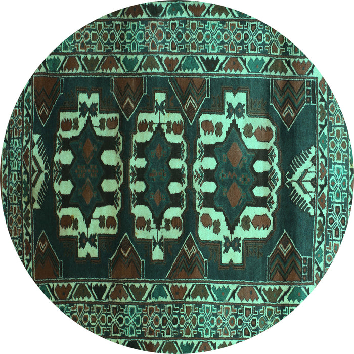 Round Persian Turquoise Traditional Rug, tr2506turq