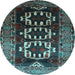 Round Persian Light Blue Traditional Rug, tr2506lblu