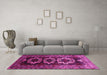 Machine Washable Persian Pink Traditional Rug in a Living Room, wshtr2506pnk