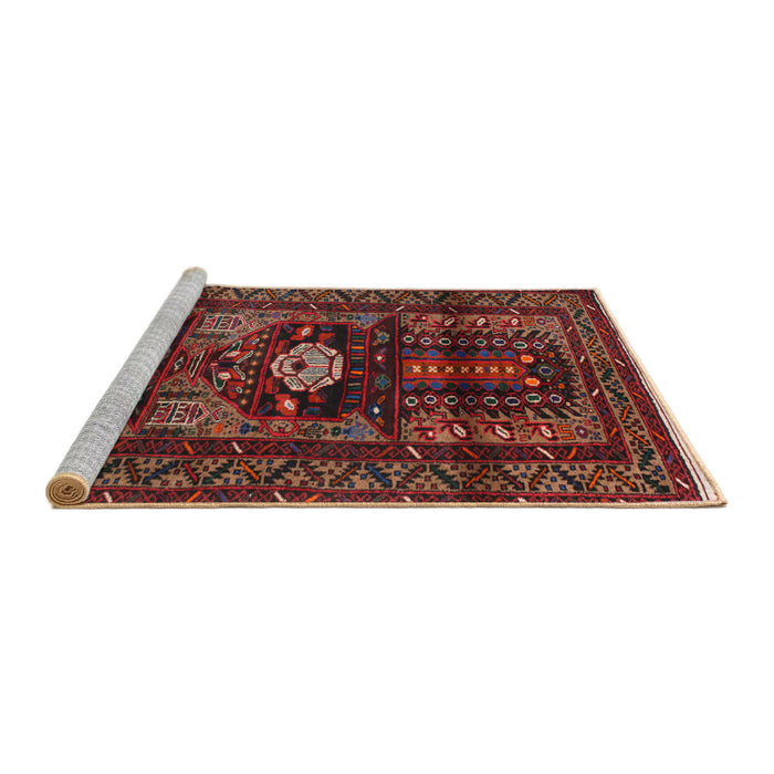 Sideview of Machine Washable Traditional Chestnut Brown Rug, wshtr2507