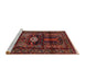 Sideview of Machine Washable Traditional Chestnut Brown Rug, wshtr2507