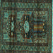 Square Machine Washable Persian Turquoise Traditional Area Rugs, wshtr2507turq