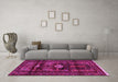 Machine Washable Persian Pink Traditional Rug in a Living Room, wshtr2507pnk