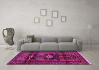 Machine Washable Persian Pink Traditional Rug, wshtr2507pnk