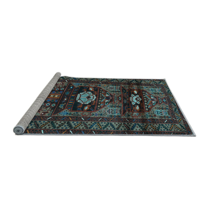 Sideview of Machine Washable Persian Light Blue Traditional Rug, wshtr2507lblu