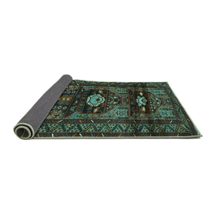 Sideview of Persian Turquoise Traditional Rug, tr2507turq