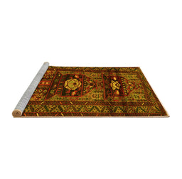Sideview of Machine Washable Persian Yellow Traditional Rug, wshtr2507yw