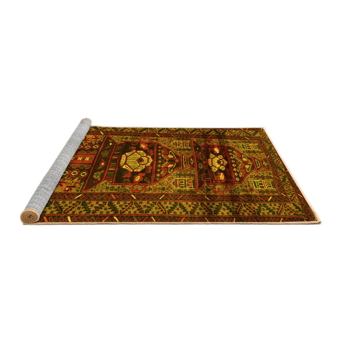 Sideview of Machine Washable Persian Yellow Traditional Rug, wshtr2507yw