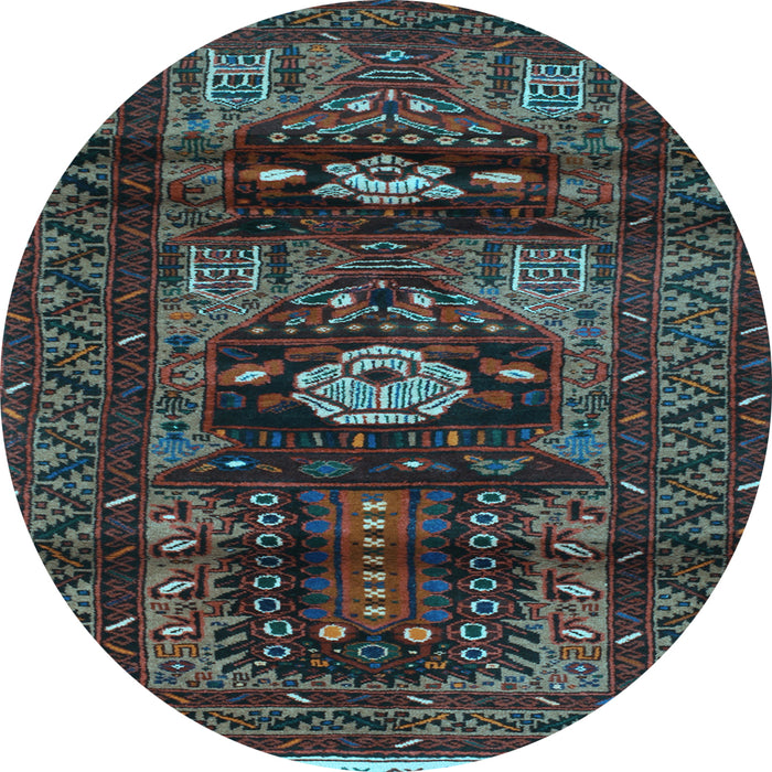 Round Persian Light Blue Traditional Rug, tr2507lblu