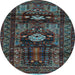 Round Persian Light Blue Traditional Rug, tr2507lblu