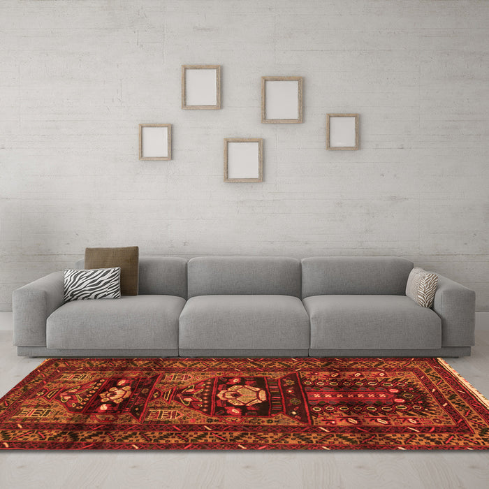 Machine Washable Persian Orange Traditional Area Rugs in a Living Room, wshtr2507org