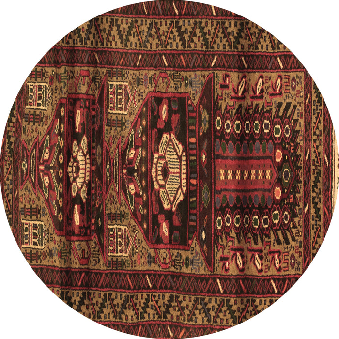Round Persian Brown Traditional Rug, tr2507brn