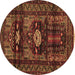 Round Persian Brown Traditional Rug, tr2507brn