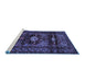 Sideview of Machine Washable Persian Blue Traditional Rug, wshtr2507blu