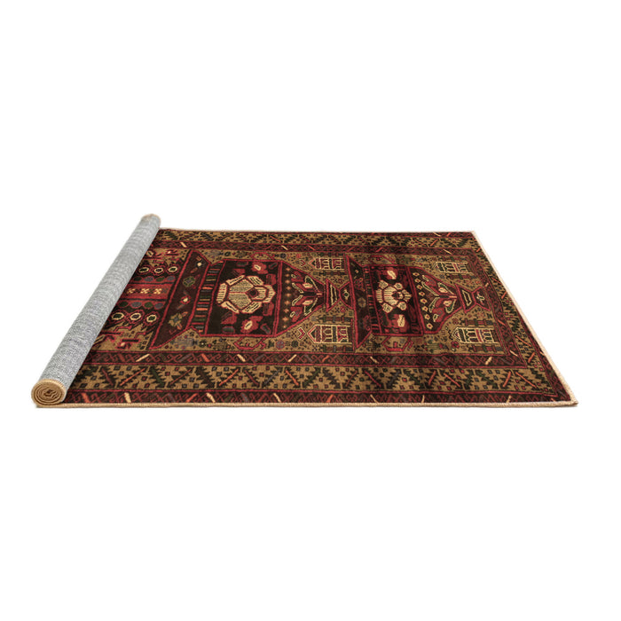 Sideview of Machine Washable Persian Brown Traditional Rug, wshtr2507brn