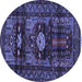 Round Persian Blue Traditional Rug, tr2507blu