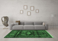 Machine Washable Persian Emerald Green Traditional Rug, wshtr2507emgrn