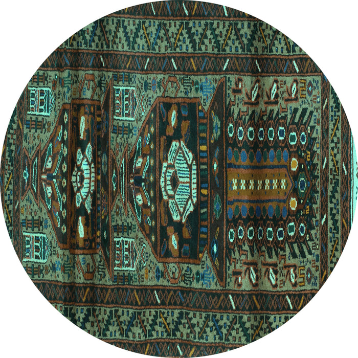 Round Machine Washable Persian Turquoise Traditional Area Rugs, wshtr2507turq
