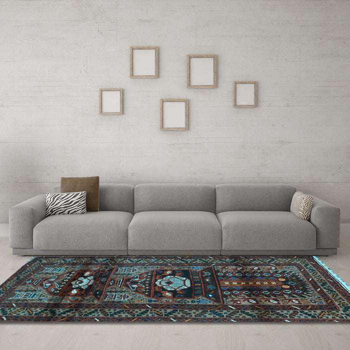 Machine Washable Persian Light Blue Traditional Rug in a Living Room, wshtr2507lblu