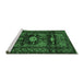 Sideview of Machine Washable Persian Emerald Green Traditional Area Rugs, wshtr2507emgrn