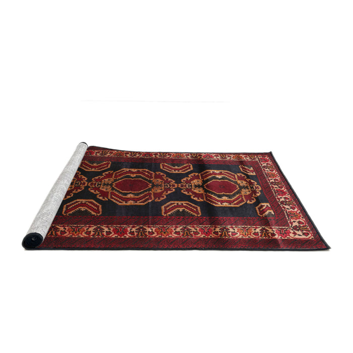 Sideview of Machine Washable Traditional Red Wine or Wine Red Rug, wshtr2508