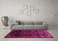 Machine Washable Persian Pink Traditional Rug, wshtr2508pnk