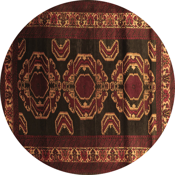 Round Machine Washable Persian Brown Traditional Rug, wshtr2508brn