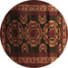 Round Machine Washable Persian Brown Traditional Rug, wshtr2508brn