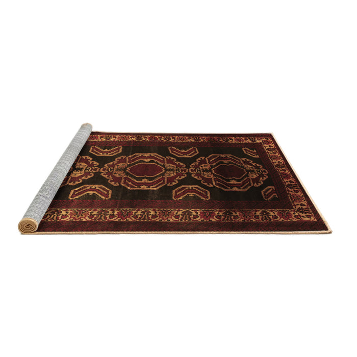 Sideview of Machine Washable Persian Brown Traditional Rug, wshtr2508brn