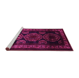 Sideview of Machine Washable Persian Pink Traditional Rug, wshtr2508pnk