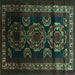 Square Persian Turquoise Traditional Rug, tr2508turq