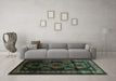 Machine Washable Persian Turquoise Traditional Area Rugs in a Living Room,, wshtr2508turq