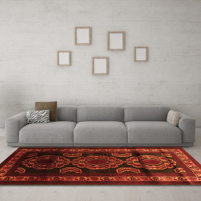 Machine Washable Persian Orange Traditional Area Rugs in a Living Room, wshtr2508org